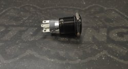 Кнопка черная без фиксации водонепроницаемая 12В 3А - белая подсветка