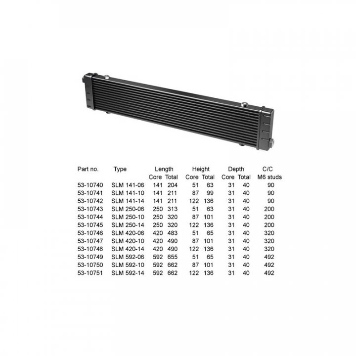 Радиатор масляный 655x136x40; ProLine Slimline SLM (M22x1,5 выход) Setrab, 53-10751