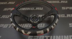 Руль спортивный Vertex 1996 с выносом экокожа без перфорации (красный)