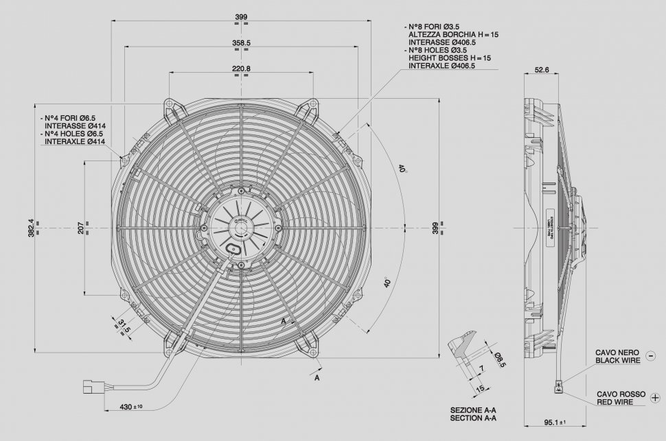 Вентилятор втягивающий (за радиатором) 16" (385mm) 3250 м3/ч SPAL