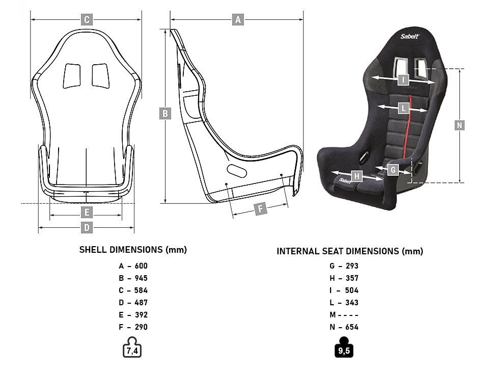 Спортивное сиденье TITAN Sabelt, FIA 8855-1999 до 2026 года, RFSETITANN , размер L,