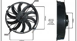 Вентилятор охлаждения (ВТЯГИВАЮЩИЙ) 12" (305мм) 12V производительность 3150 м³/ч