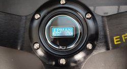 Руль 355мм, большой вылет, замша, желтая нить