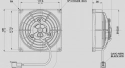 Вентилятор втягивающий (за радиатором) 4,5" (115мм) 400 м3/ч SPAL