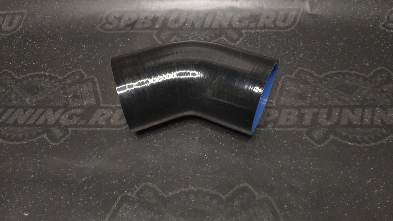 Патрубок силиконовый 51 мм, 45°, 4 слоя армировки, чёрный
