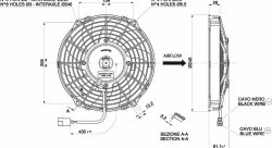 Вентилятор охлаждения SPAL 9" (225мм) 12V 1060 м³/ч (ВТЯГИВАЮЩИЙ)