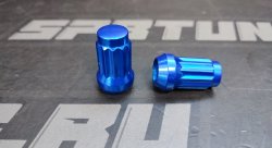 Комплект Гаек колесных M12X1,25 Синий хром, высота 33мм, 12 луч