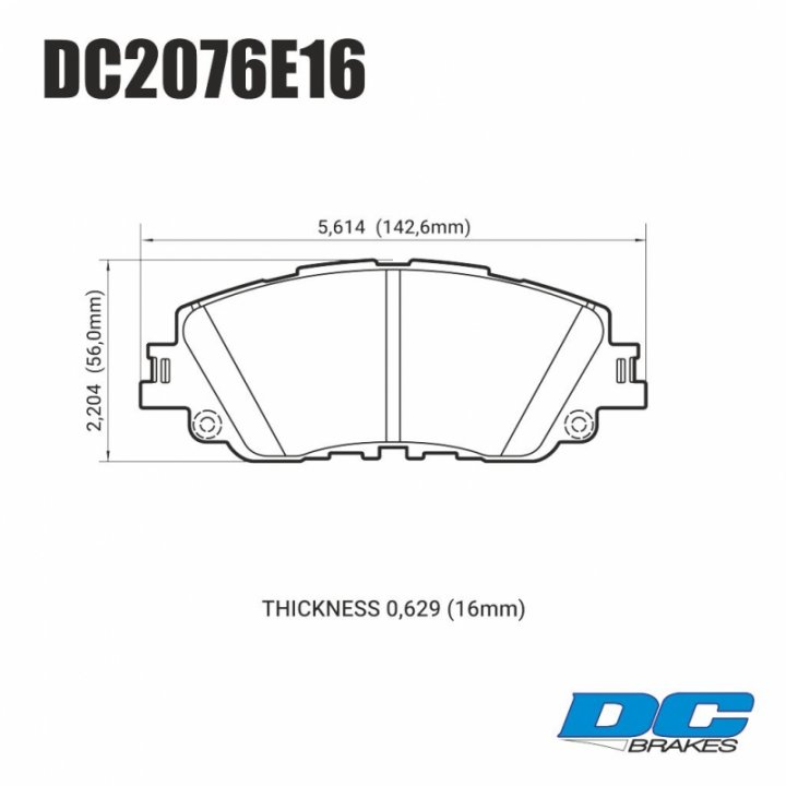 Колодки тормозные DC2076E16 DC Brakes RT.2 передние TOYOTA CAMRY V70 2017-> ; LEXUS ES 2018-> ; RAV 4 2018-> (уценка)