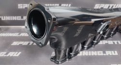 Коллектор впускной фрезерованный Toyota 2JZ-GTE c дросселем 90мм и топливной рейкой, черный и серебристый