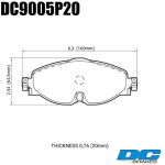 Колодки тормозные DC9005P20 DC Brakes Street STR.S+ , перед GOLF VII; Passat 3G; AUDI TT FV3; A3 8V1