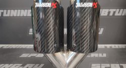 Насадка на глушитель Akrapovic style двойная с карбоном 63мм, 152мм