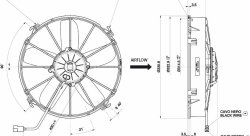 Вентилятор охлаждения SPAL толкающий 12" (305мм) 12V 2780 м³/ч