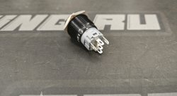 Кнопка черная без фиксации водонепроницаемая 12В 3А - белая подсветка