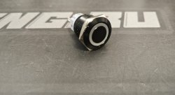 Кнопка черная без фиксации водонепроницаемая 12В 3А - белая подсветка