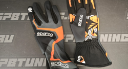 Sparco RUSH перчатки для картинга, серый/оранжевый неоновый, р-р 12