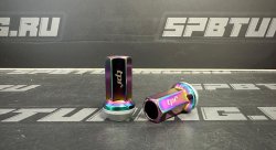 TPI гайки спортивные стальные 45мм М12*1.25 4шт, с юбкой, радуга