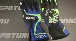 Sparco RUSH перчатки для картинга, синий/зеленый неоновый, р-р 12