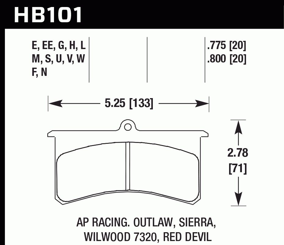 Колодки тормозные HB101D.800 HAWK ER-1