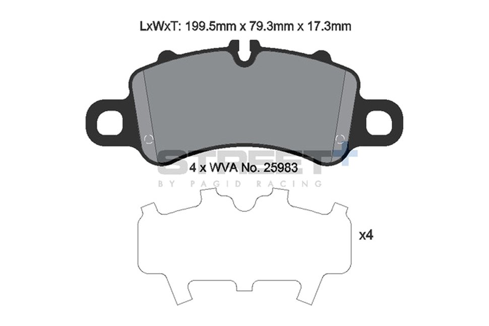 Колодки тормозные T8273SP2001 PAGID STREET+ ; перед Porsche 718 Cayman S, 2,5GTS; 911 992; 991