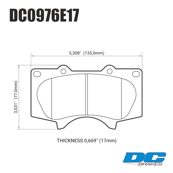 Колодки тормозные DC0976E17 DC Brakes RT.2, перед LEXUS GX460 / GX470;  Prado 150/120; PAJERO