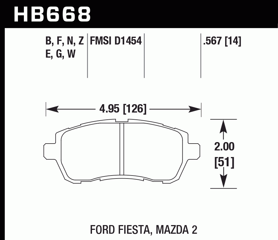 Колодки тормозные HB668D.567 HAWK ER-1 Mazda 2, Ford Fiesta 2011-2019