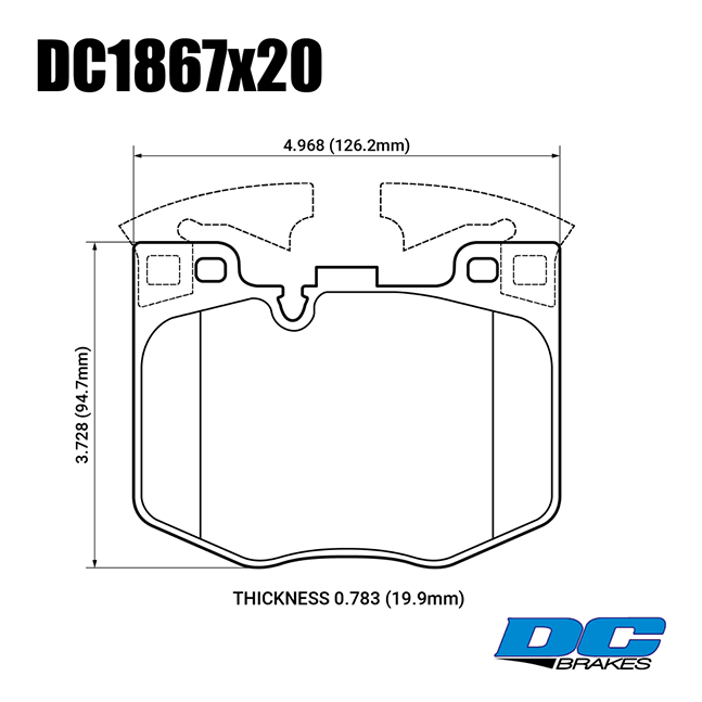 Колодки тормозные DC1867E20 DC brakes RT.2, перед BMW 5 G30, 6 G32GT, X3 G01, X4 G02, 7 G11