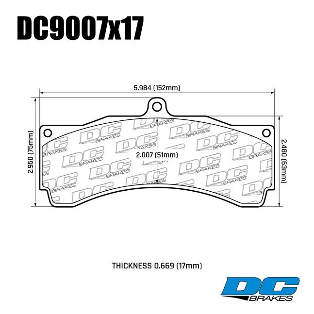 Колодки тормозные DC9007S18 DC Brakes R24 PROMA 6 порш, JBT, Alcon, HPB, XYZ 18 mm