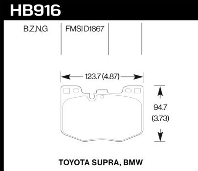 Колодки тормозные HB916Z.740 HAWK PC перед BMW 5 G30, 6 G32GT, X3 G01, X4 G02, 7 G11; SUPRA 2019-