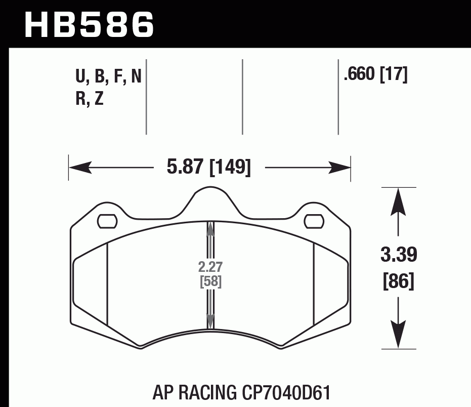 Колодки тормозные HB586D.660 HAWK ER-1 AP Racing CP7040, CP9040