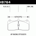 Колодки тормозные HB764G.628 HAWK DTC-60 AP Racing CP7555D70; Caliper CP8520 / CP8521 / CP8522