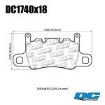 Колодки тормозные DC1740S18 DC Brakes R24 RACING задние PORSCHE 911 (991) GT3; CAYMAN 718 GT4