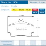 Колодки тормозные 2406-RSL29 PAGID RSL29 задние PORSCHE 718 Cayman, Boxter; 997 3,6 05-09; 996 97-05