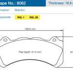 Колодки тормозные 8062-RSL29 PAGID RSL29 Brembo Caliper Family J, N