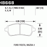 Колодки тормозные HB668D.567 HAWK ER-1 Mazda 2, Ford Fiesta 2011-2019