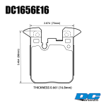 Колодки тормозные DC1656E16 DC Brakes RT.2 задн. BMW M4 F82, F32; M3 F80 F30; F20 F22 M-Performance