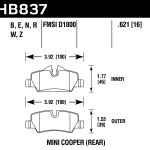 Колодки тормозные HB837W.621 DTC-30  Задние MINI F55; F56; JCW F56 2013->