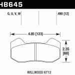 Колодки тормозные HB645D.490 HAWK ER-1 Wilwood 6712 12 mm