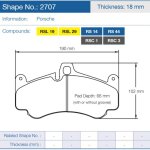 Колодки тормозные 2707-RSC1 PAGID RSC1 передние PORSCHE 911 997 ceramic brakes, GT3; 996 GT2
