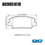 Колодки тормозные DC9051E19 DC Brakes RT.2 перед HYUNDAI i30N; KIA OPTIMA