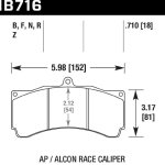 Колодки тормозные HB716G.710 HAWK DTC-60 для AP Racing CP5555, Alcon 6, толщина 18mm