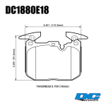 Колодки тормозные DC1880E18 DC brakes RT.2, перед BMW M4 F82, F32; M3 F80 F30; F20 F22 F87 M