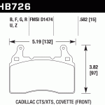 Колодки тормозные HB726D.582 HAWK ER-1 перед Camaro 6.2 2010-13; Corvette C7 2013-> ; Cadillac CT6;