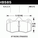 Колодки тормозные HB585D.660 HAWK ER-1 AP RACING CP6600D55