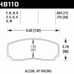 Колодки тормозные HB110D.654 HAWK ER-1 AP Racing, Alcon, Proma 4 порш; HPB тип 2, Rotora,17mm
