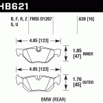 Колодки тормозные HB621D.638 HAWK ER-1 BMW (Rear) BMW E90/E91/E92 318/320/325/330/E87 130i