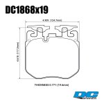 Колодки тормозные DC1868E19 DC brakes RT.2, перед BMW X5 G05; 3 G20, 5 G30, M Performance