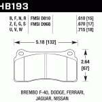 Колодки тормозные HB193D.670 HAWK ER-1  Brembo 4 порш. перед Tesla 3, Y НЕ Performance; зад GTR R35