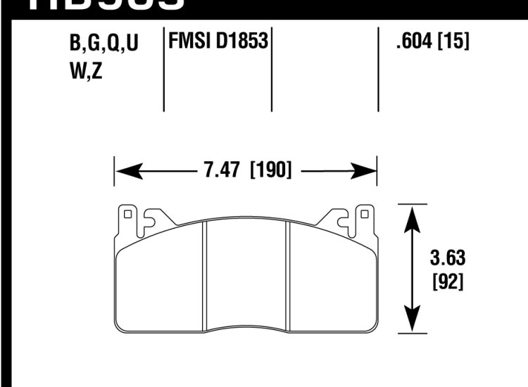 Колодки тормозные HB903G.604 Mustang Shelby GT350 2015->