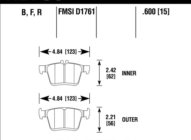 Колодки тормозные HB789Z.600 HAWK PC, задние A3 8V; TT 8S; GOLF 7; PASSAT 3G;