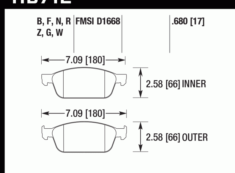 Колодки тормозные HB712D.680 HAWK ER-1
